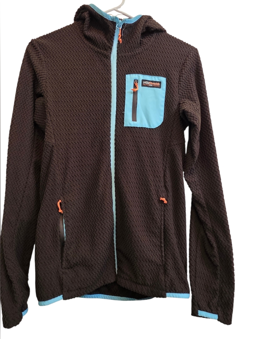 Ventures Endurance Hot Chocolate Run Hooded Full Zip Textured Jacket Size S EUC